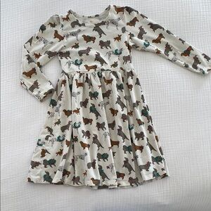 Pink chicken dog Christmas Print Dress 6y